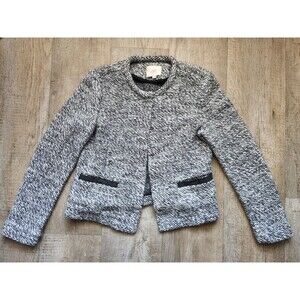 ANN TAYLOR LOFT Gray Wool Blend Herringbone Classic Jacket Blazer Size 6